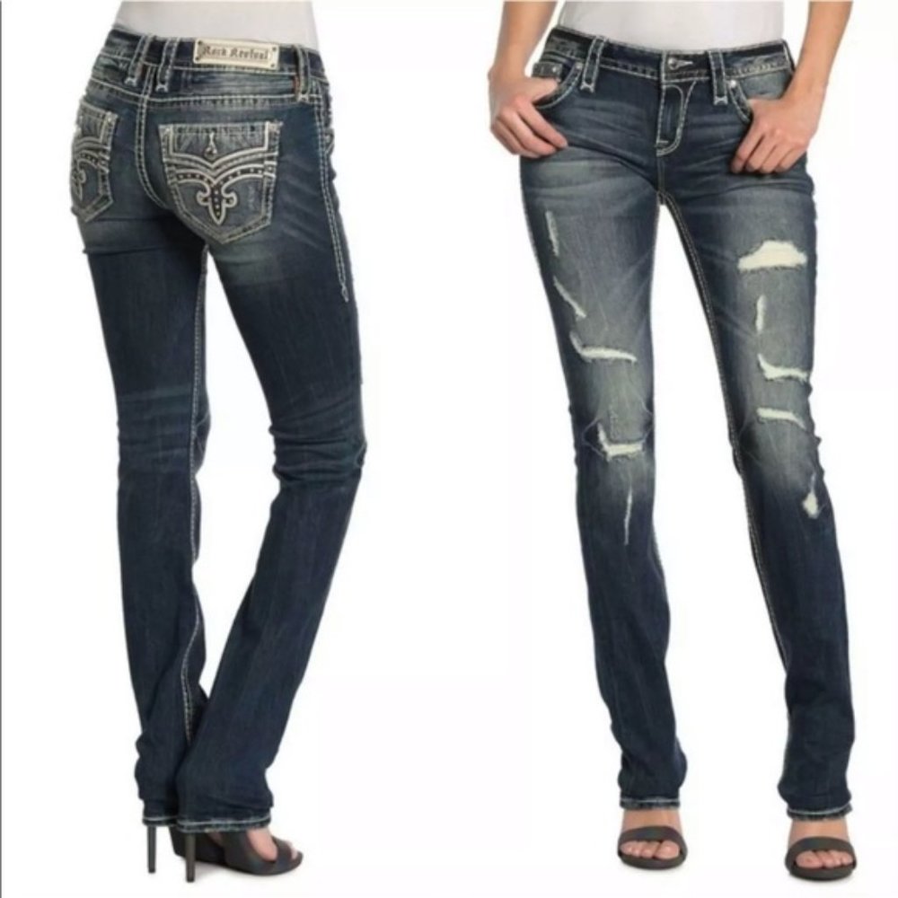 Rock Revival Distructed Bling Womens Jeans NEW - Picture 1 of 4